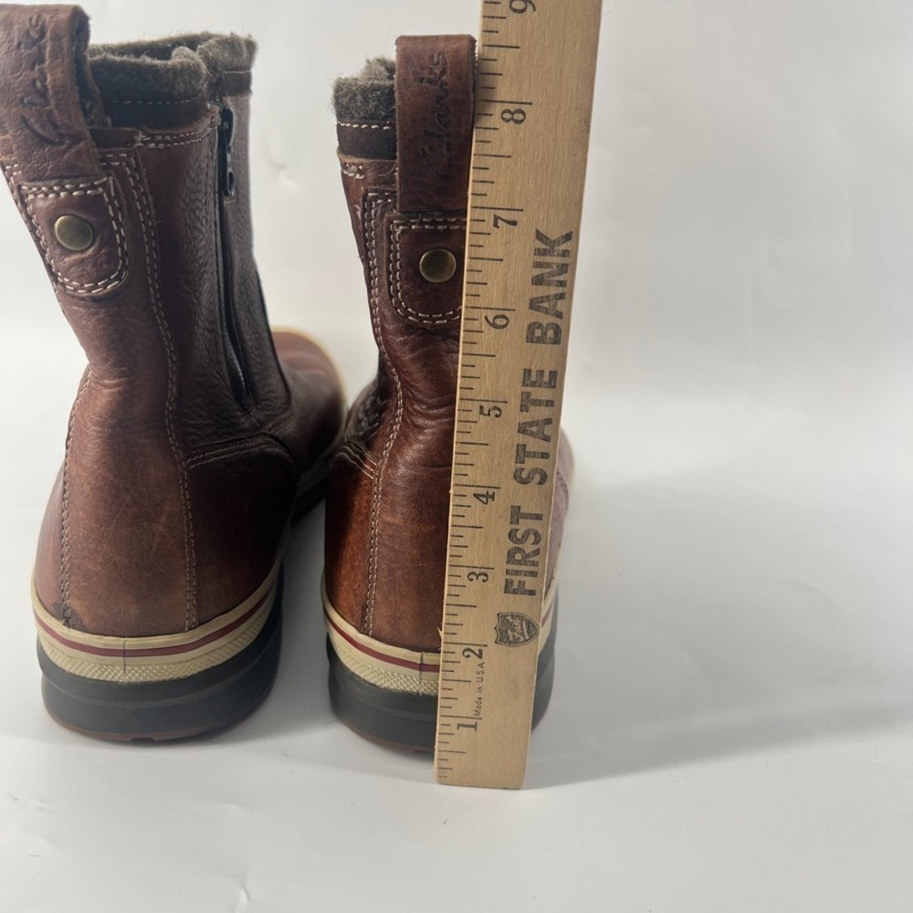 Clarks Grove Boots Men Size 12 Duck Zip Brown Leather Work Muck Sneaker Lined - Picture 5 of 9